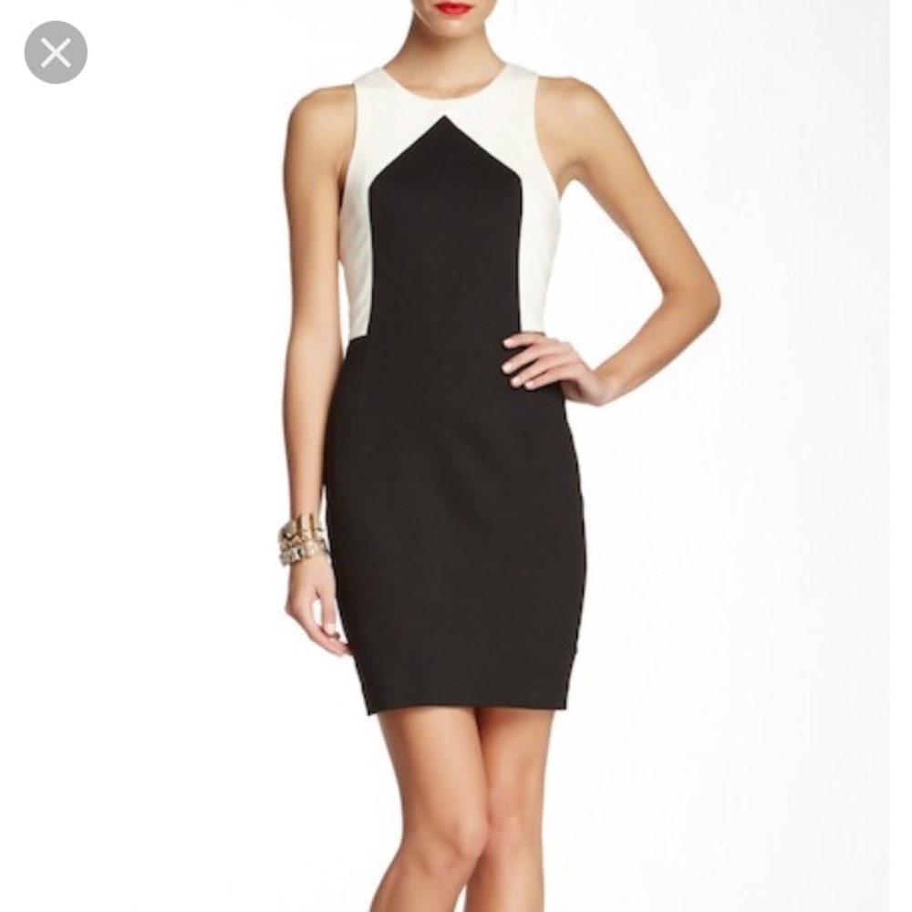 Trina Turk color Block Dress Black Cream NWT